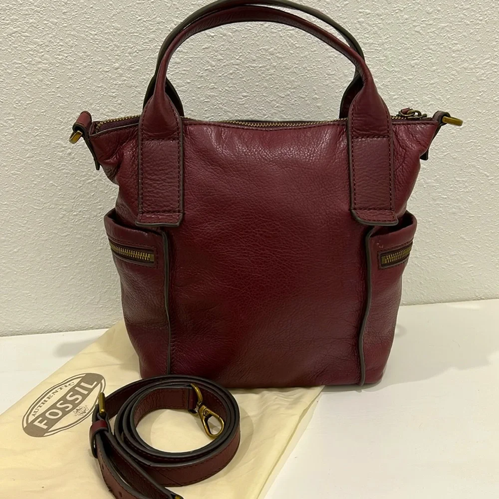 Fossil Emerson Leather Satchel, Double Handle Crossbody Bag - Picture 7 of 17